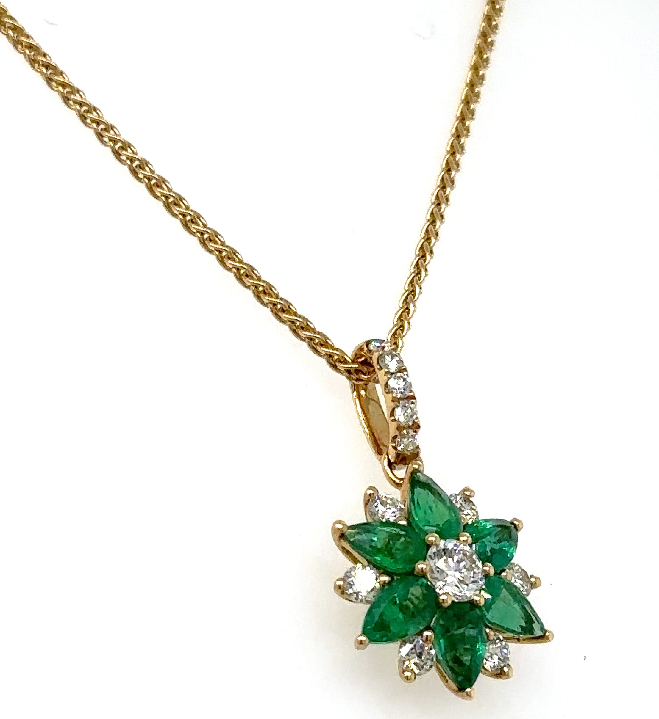 1.60ct tw Green Emerald and Diamond Pendant Necklace