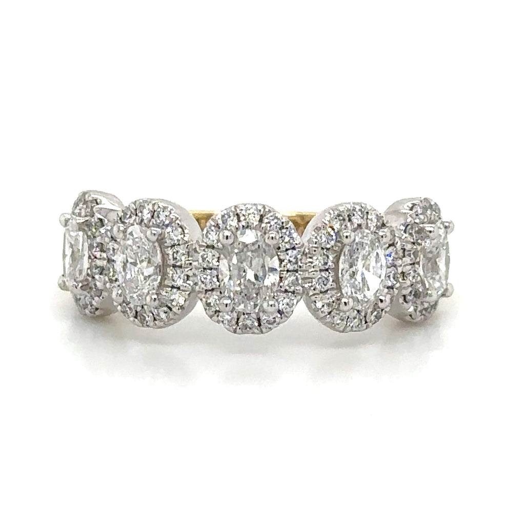 Five Stone Oval Cut Anniversary Eternity Ring 1.12ct tw