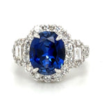 Ladies Statement 8.00carat Oval Cut Blue Sapphire & Diamond Ring