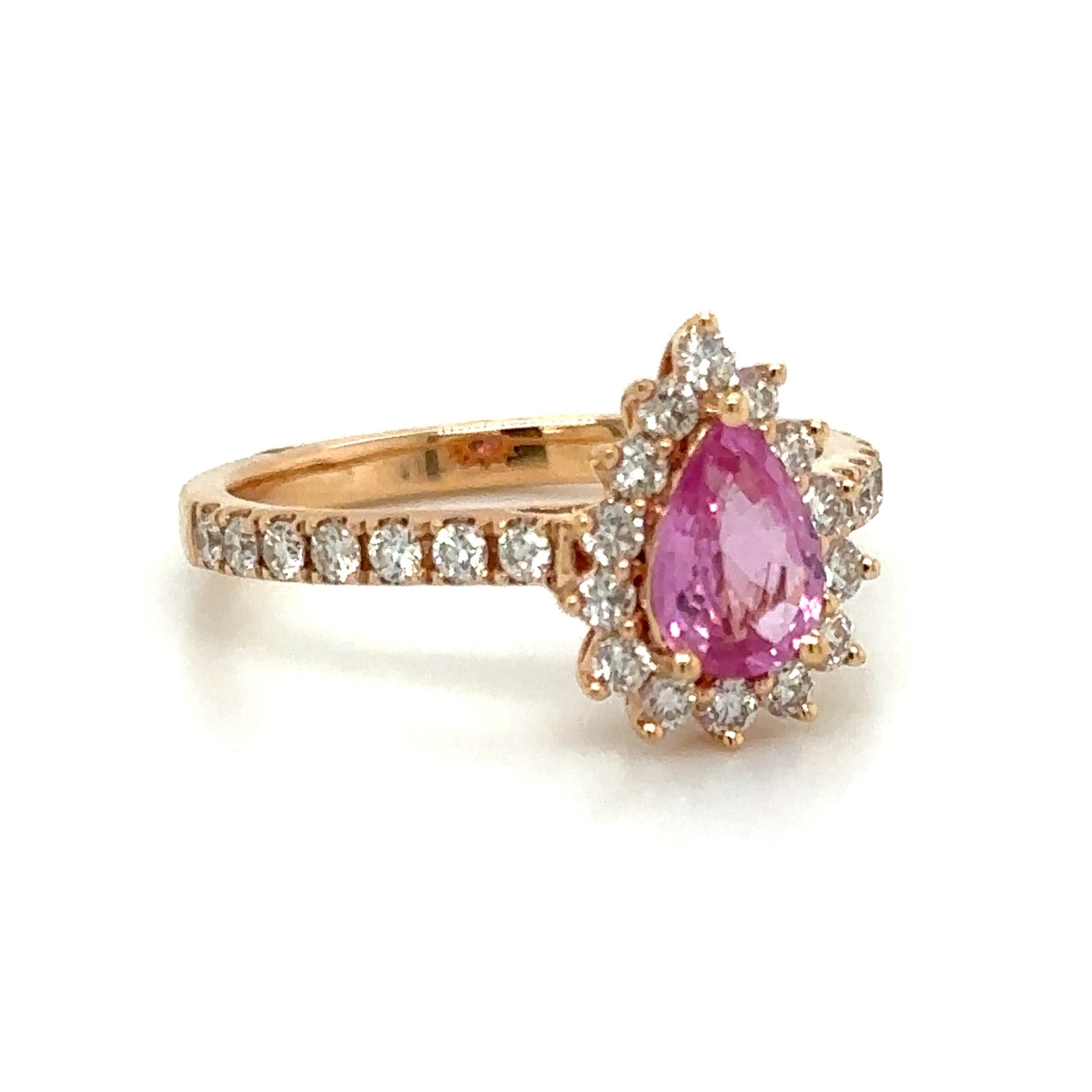 0.84ct tw Pear-shape Pink Sapphire & Diamond Ring