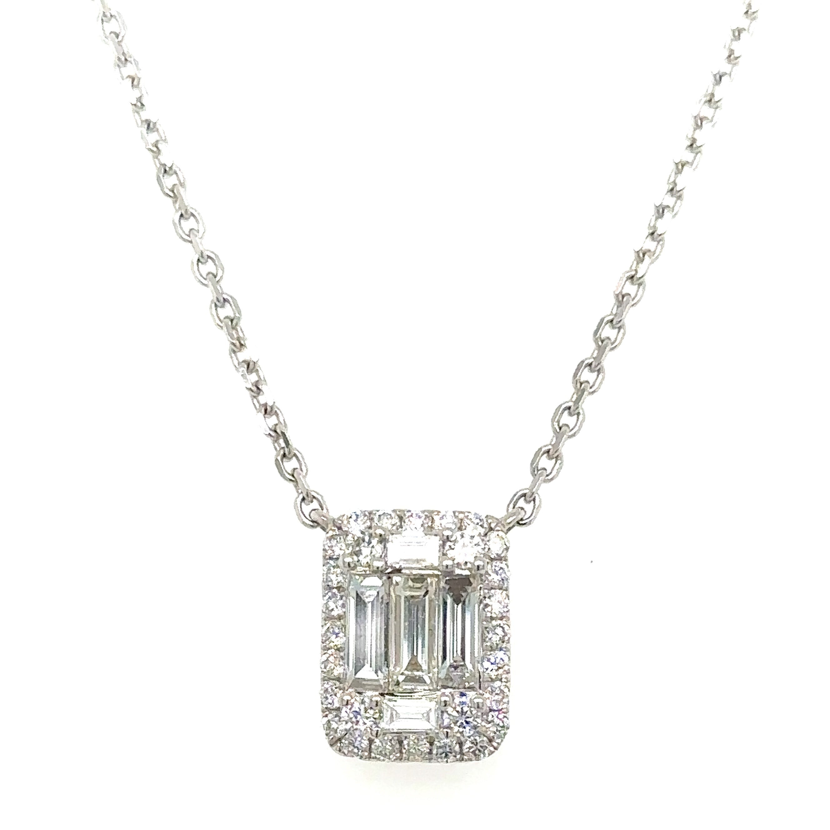 Emerald Shape 0.74ct tw Diamond Pendant Necklace