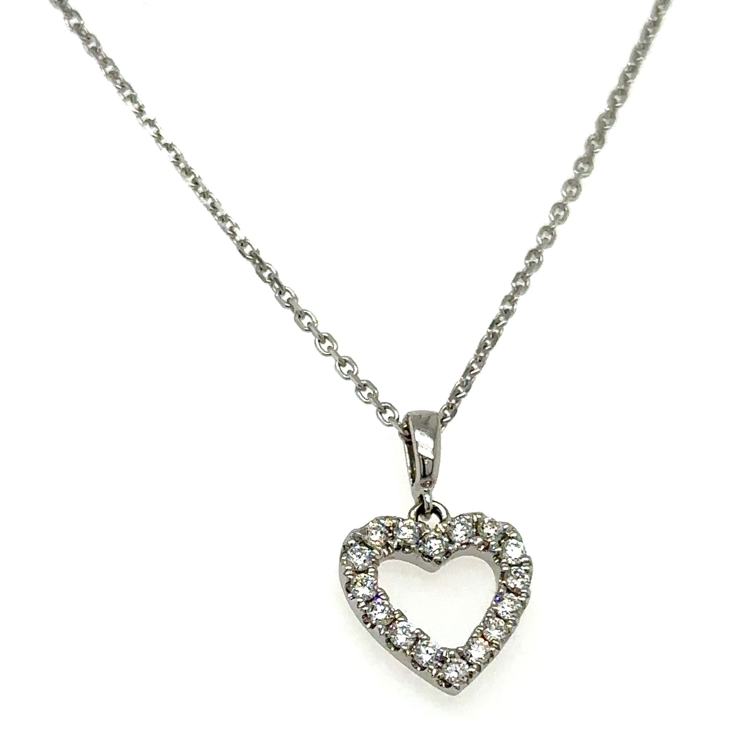 0.19ct tw Diamond Open Heart Pendant Necklace