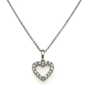 0.19ct tw Diamond Open Heart Pendant Necklace