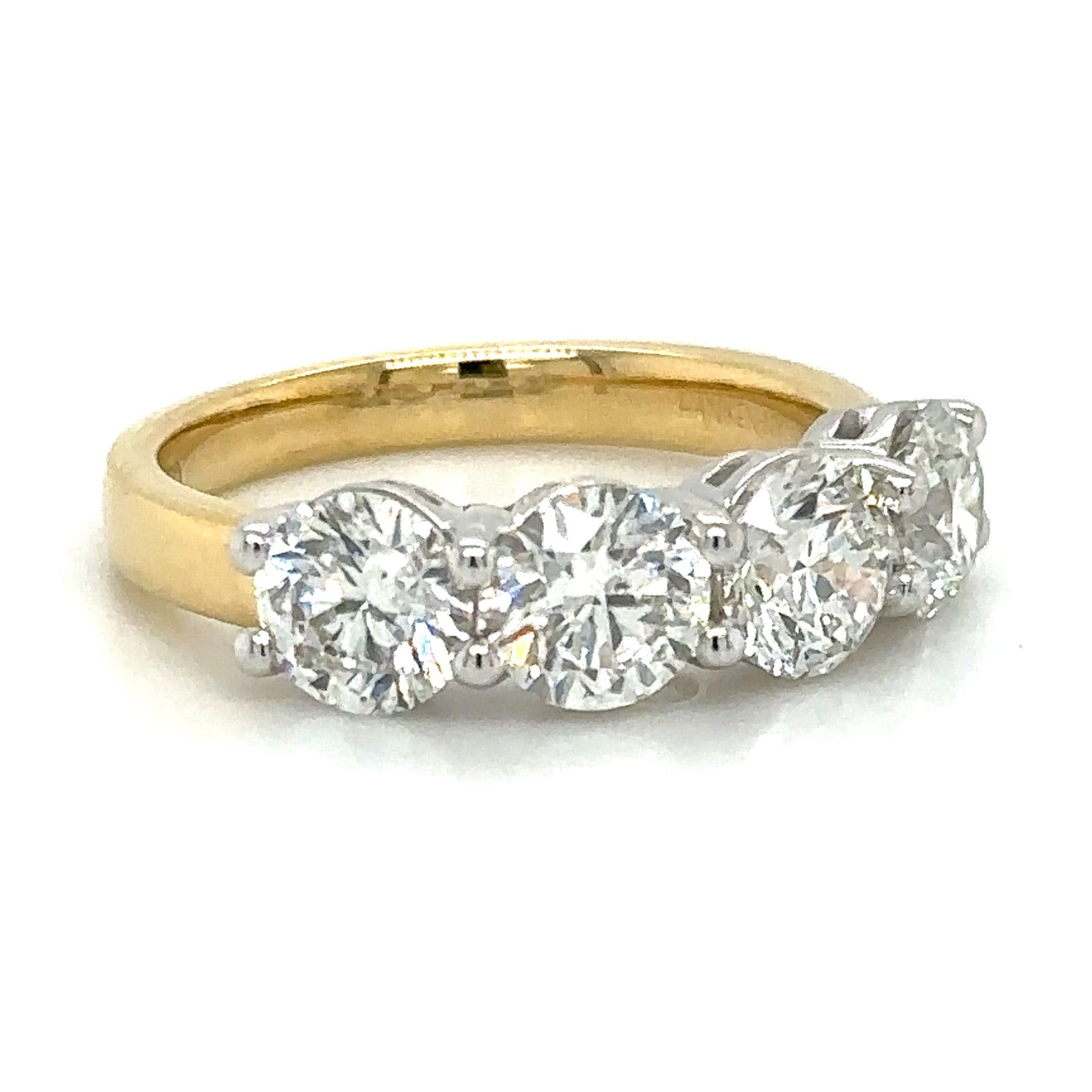 GIA certified 2.41ct t.w. Four 4 Stone Diamond Ring