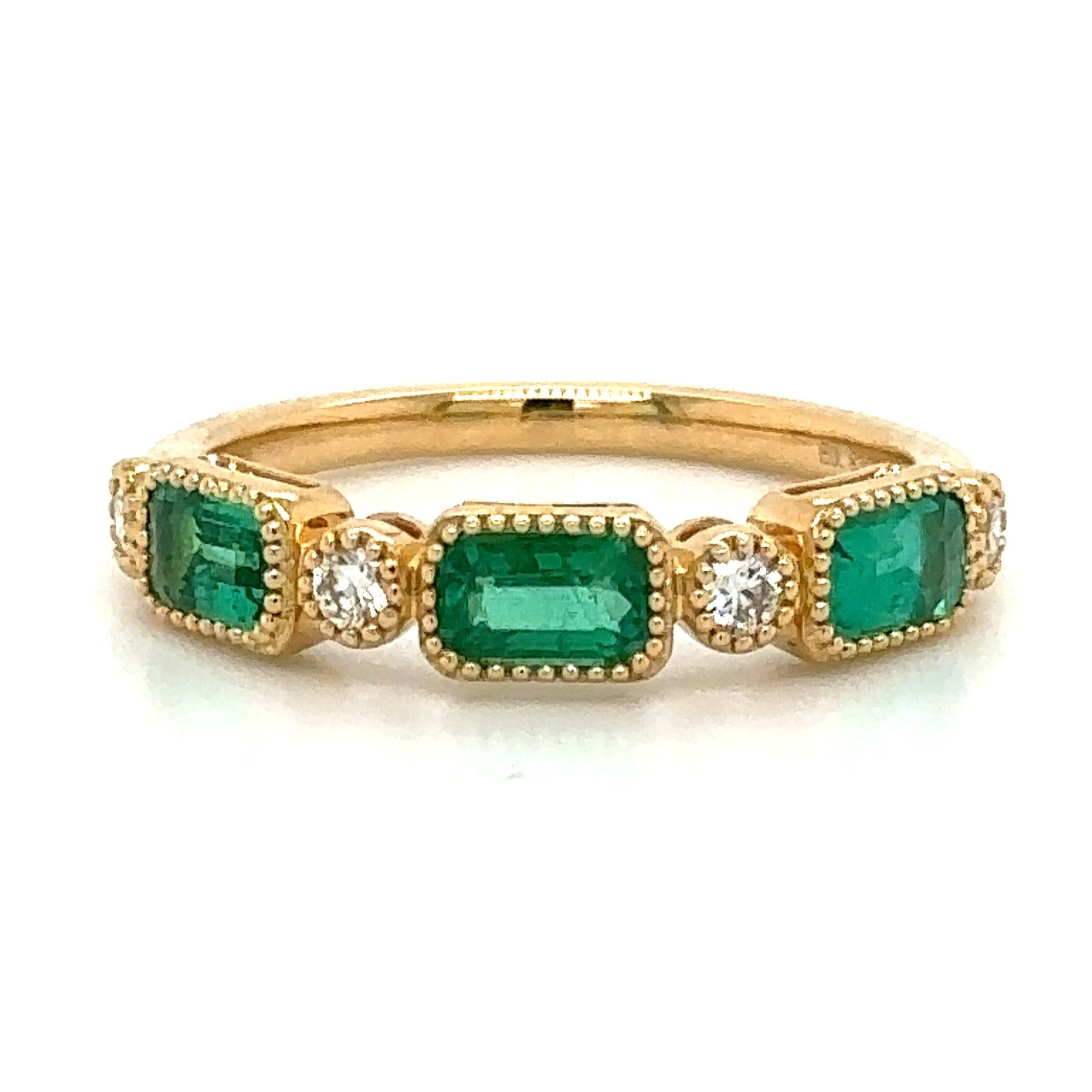 Emerald And Diamond Celebration Stackable Ring
