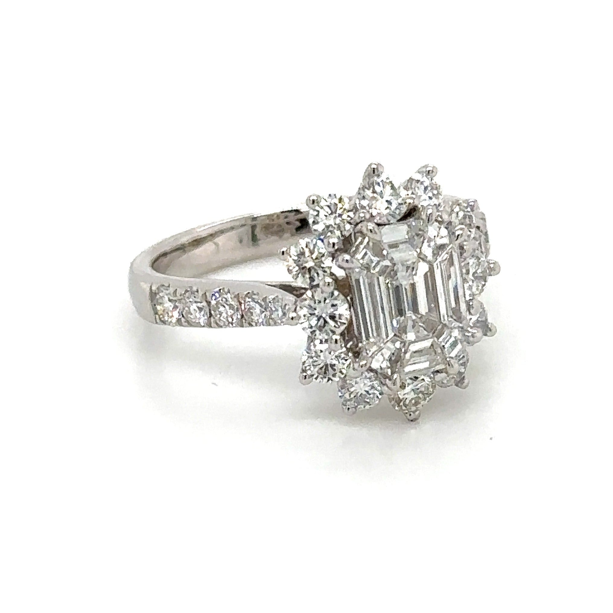 1.82CT T.W. Octagon Invisible Set Art- Deco Style Ring