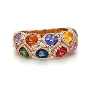Rainbow Sapphire Rose Gold Ring