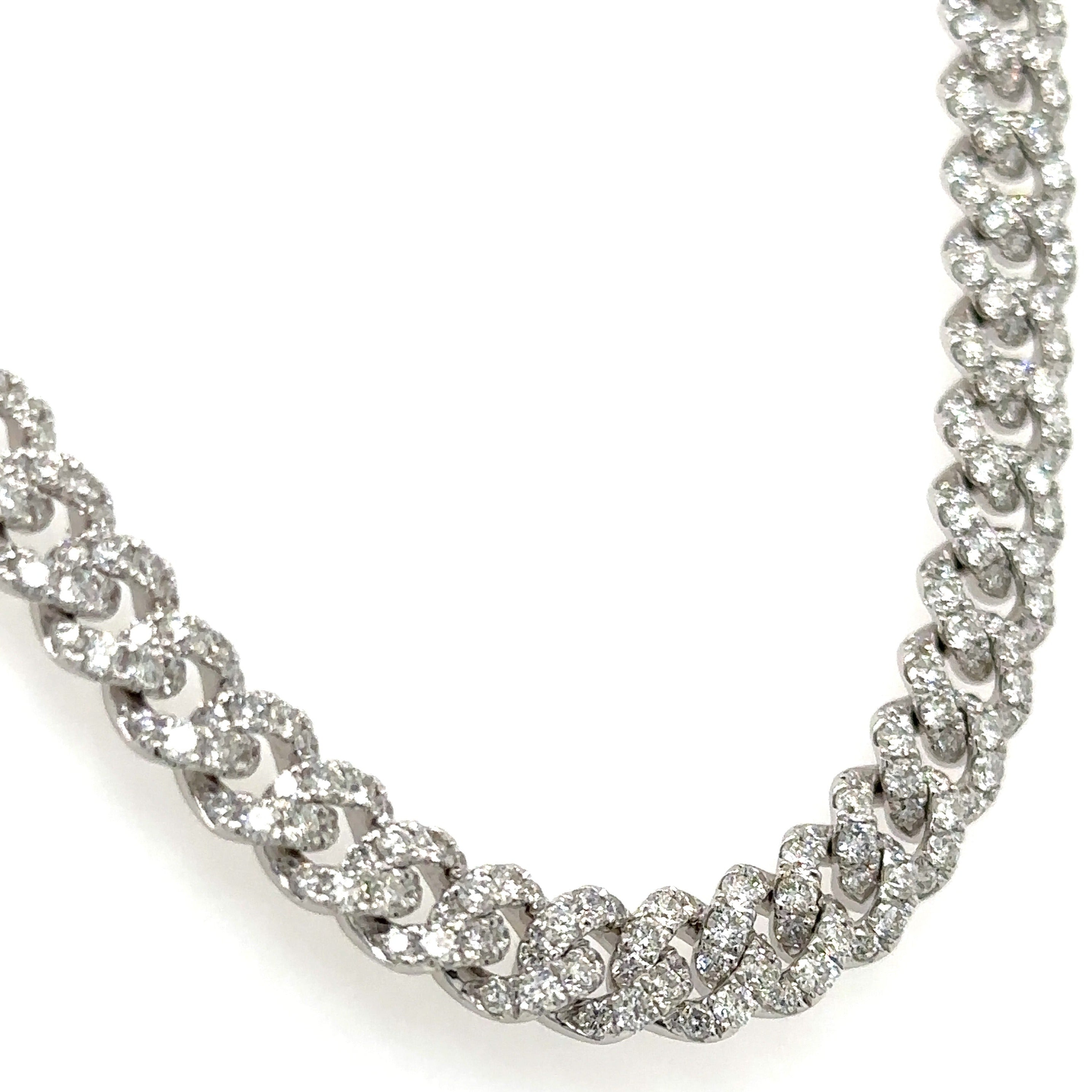 12.11carat Pave Diamond Chain Cuban Link Necklace