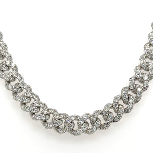 12.11carat Pave Diamond Chain Cuban Link Necklace