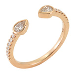 Rose Gold Wrap Pear-shape Diamond Open Wrap Ring 0.34ct tw