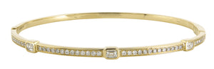 0.68ct tw Bezel Set Emerald-cut Diamond Station Bangle Bracelet