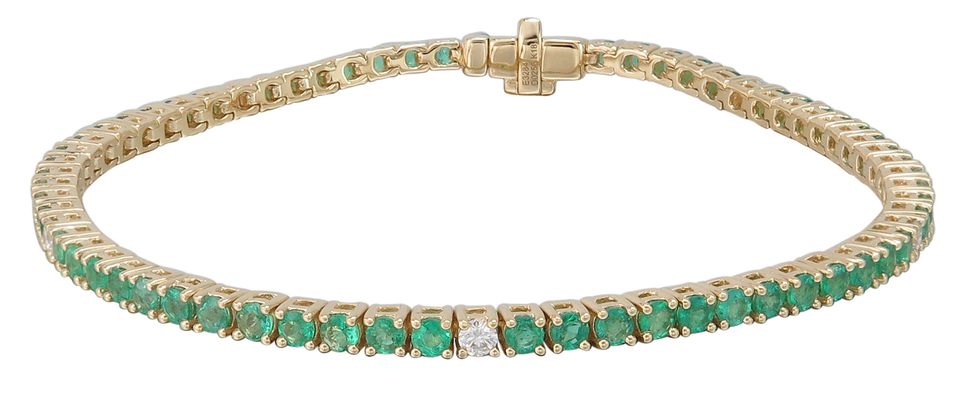 Emerald Gem Stone & Diamond Tennis Bracelet