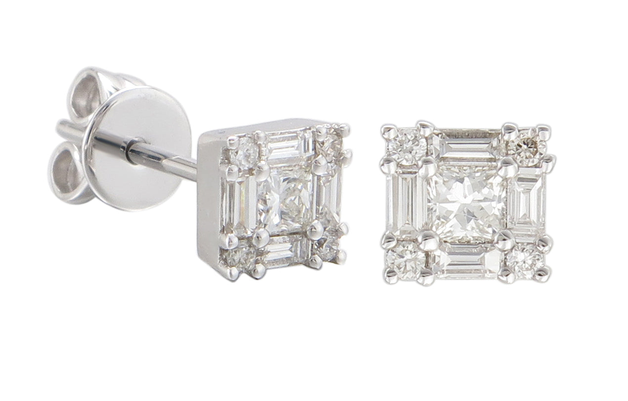 Princess Diamond 0.14ct t.w. Invisible Set Stud Earrings