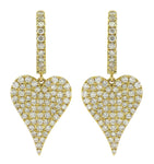0.61ct tw Heart Shaped Pave Diamond Dangling Earrings