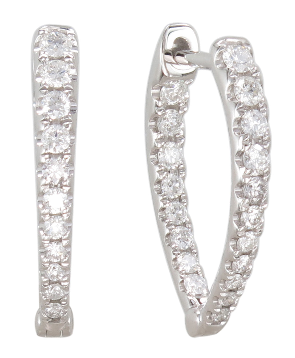 0.49ct tw Ladies Diamond Inside-out V -Shape Hoop Earrings