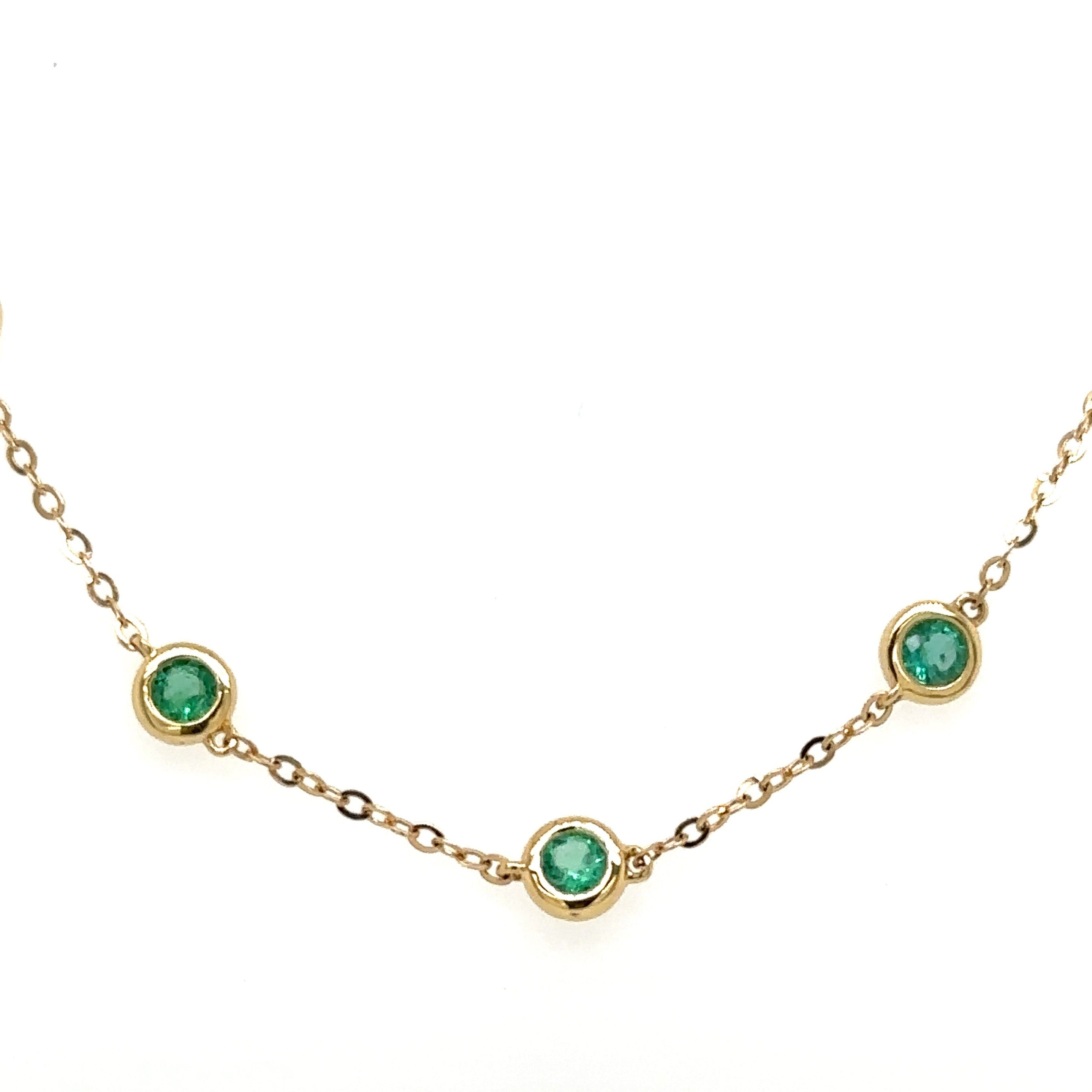 1.27CT T.W. Emerald Diamond by the Yard Chain Necklace