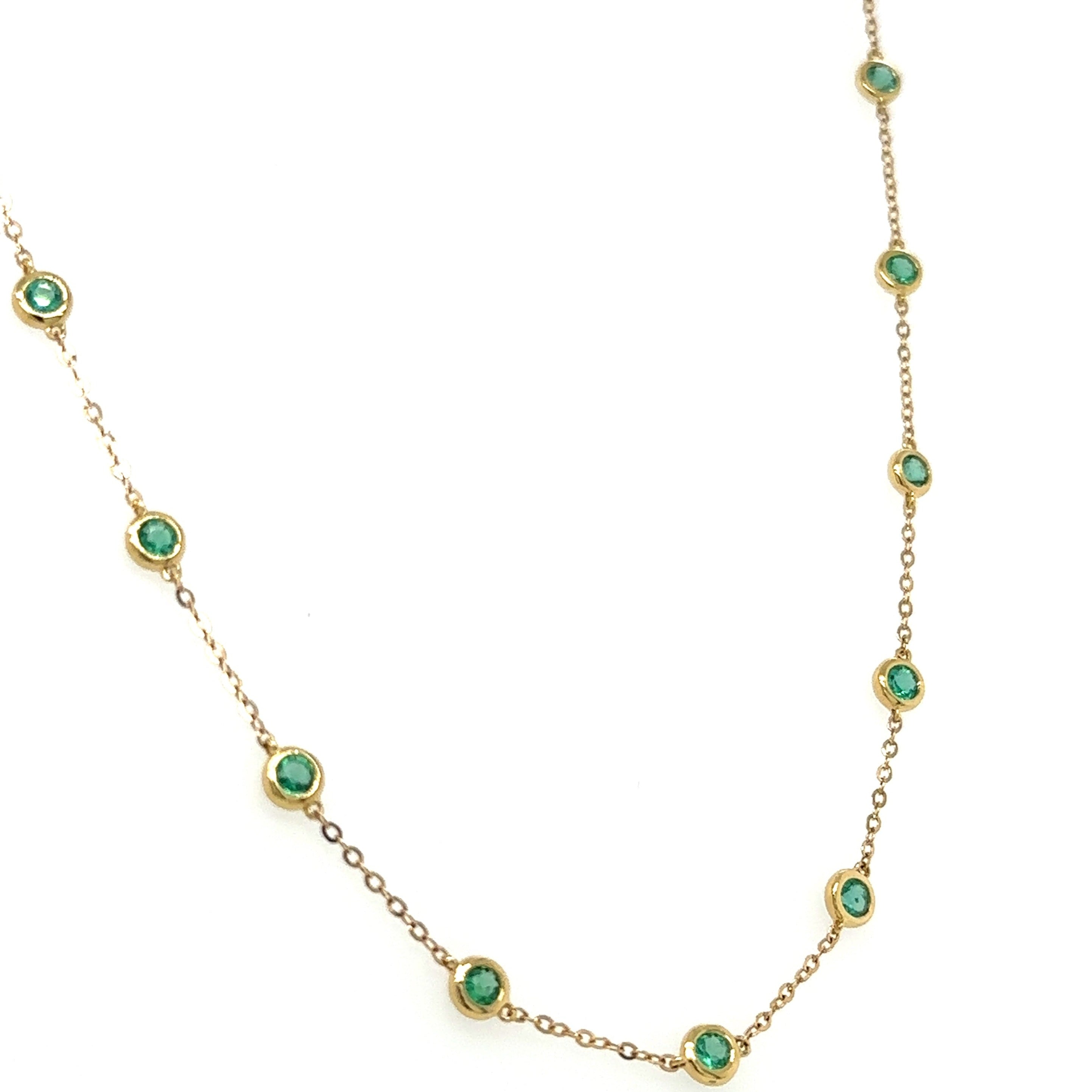 1.27CT T.W. Emerald Diamond by the Yard Chain Necklace