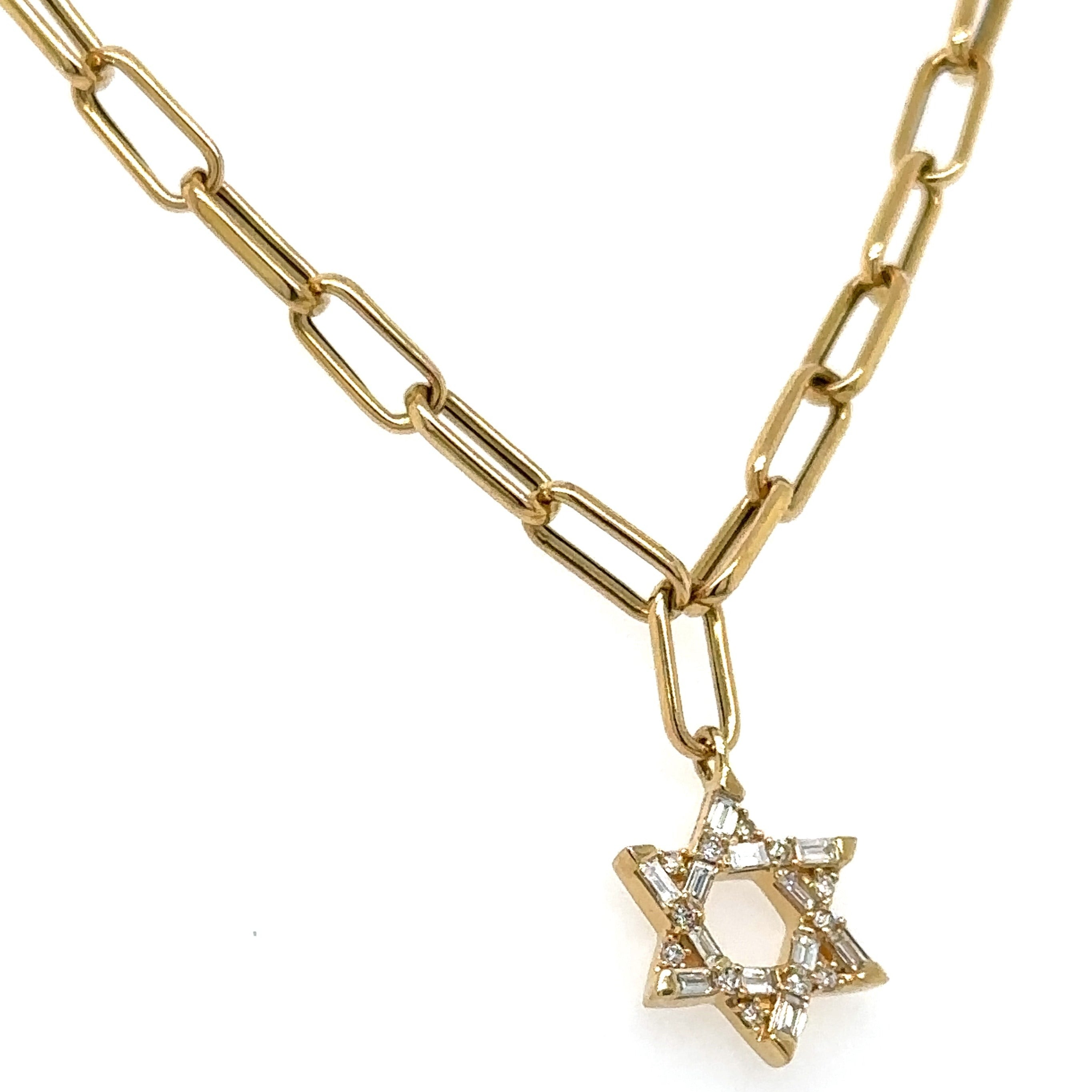 Diamond Mix Shape Star Of David Pendant Necklace.
