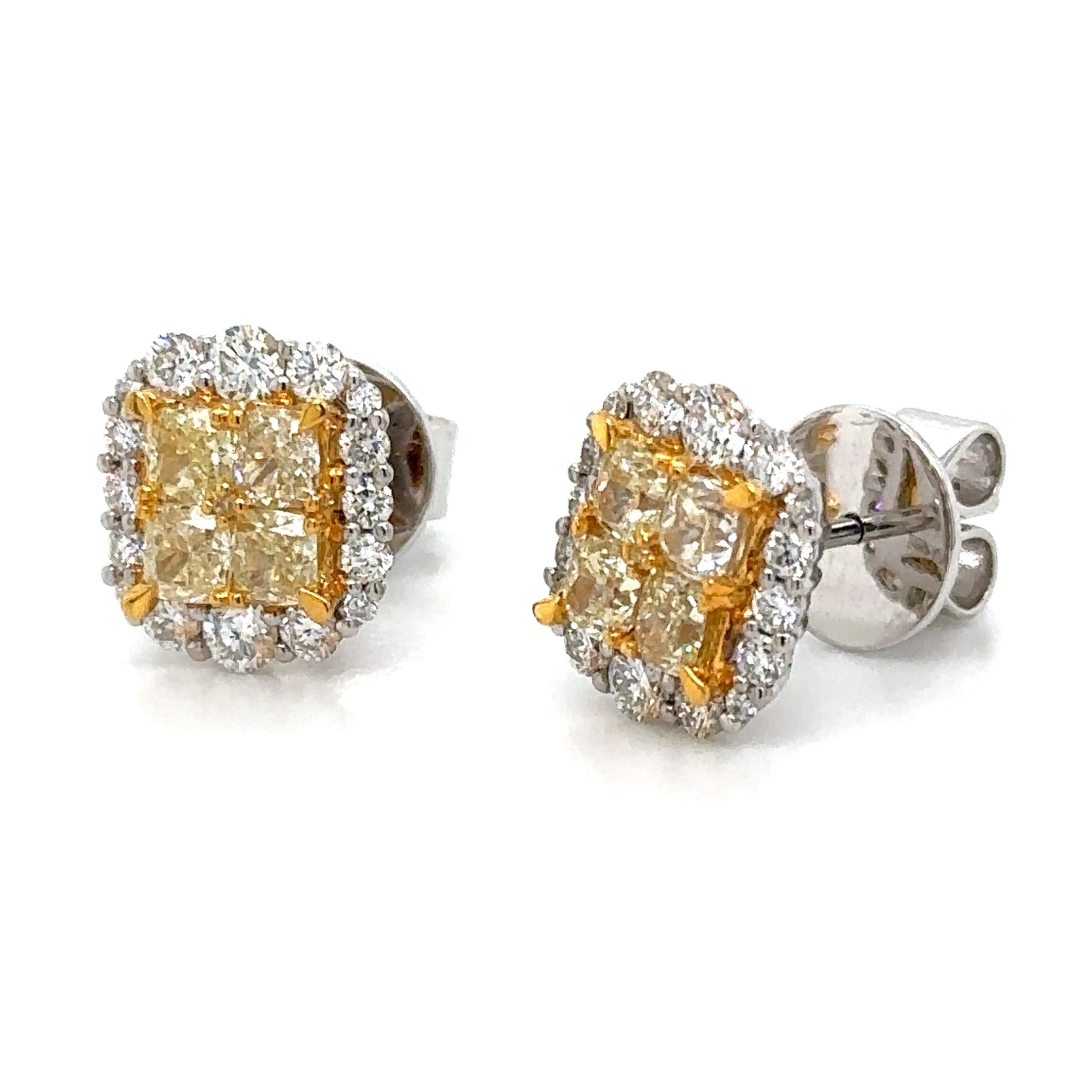 2.23ct tw Fancy Canary Yellow Diamond Stud Earrings