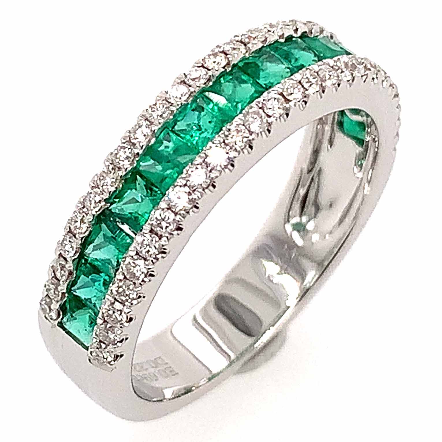 Princess-cut Green Emerald And Diamond Ring