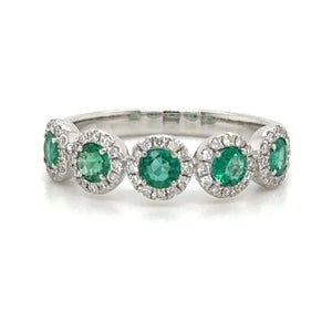 Ladies Five Stone Emerald & Diamond Ring