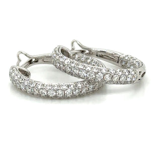 1.95ct tw Inside Out Pave Diamond Hoop Huggie Diamond Earrings