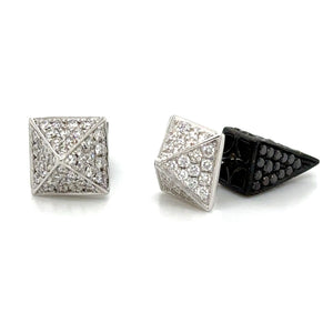 Ladies Black and White Pave Spike Multiway Diamond Stud Earrings