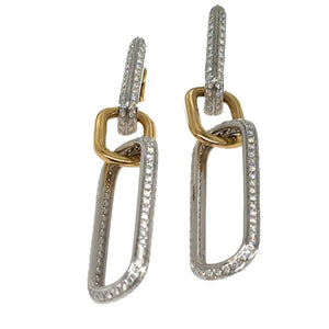 1.90ct tw Pave Diamond Two-Tone Gold  - Multiway Link Earrings
