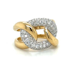 1.33ct tw Ladies Two Tone Gold Link Diamond & Gold Ring