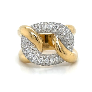 1.33ct tw Ladies Two Tone Gold Link Diamond & Gold Ring