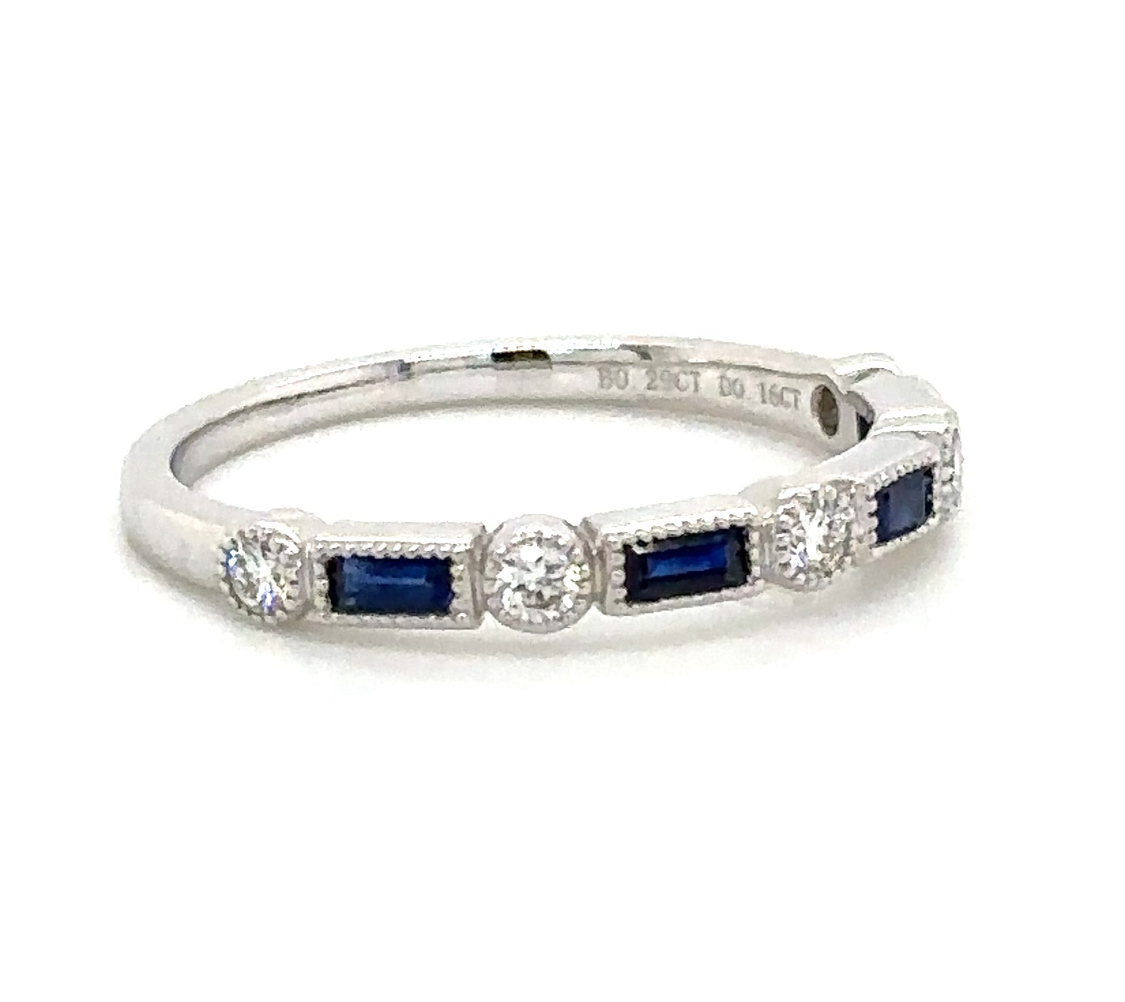 0.45carat Blue Sapphire & Diamond Alternating Ring