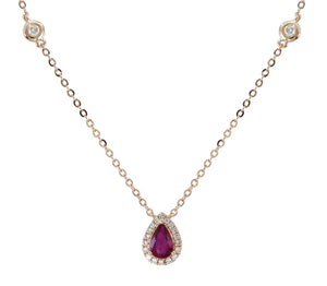 0.59ct tw Ruby and Diamond Pear Shape Necklace