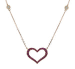 0.58ct tw Ruby and Gold Open Heart Pendant Necklace