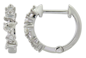 Mixed Shape Diamond Fancy Huggie Hoop Earrings 0.18ct t.w.