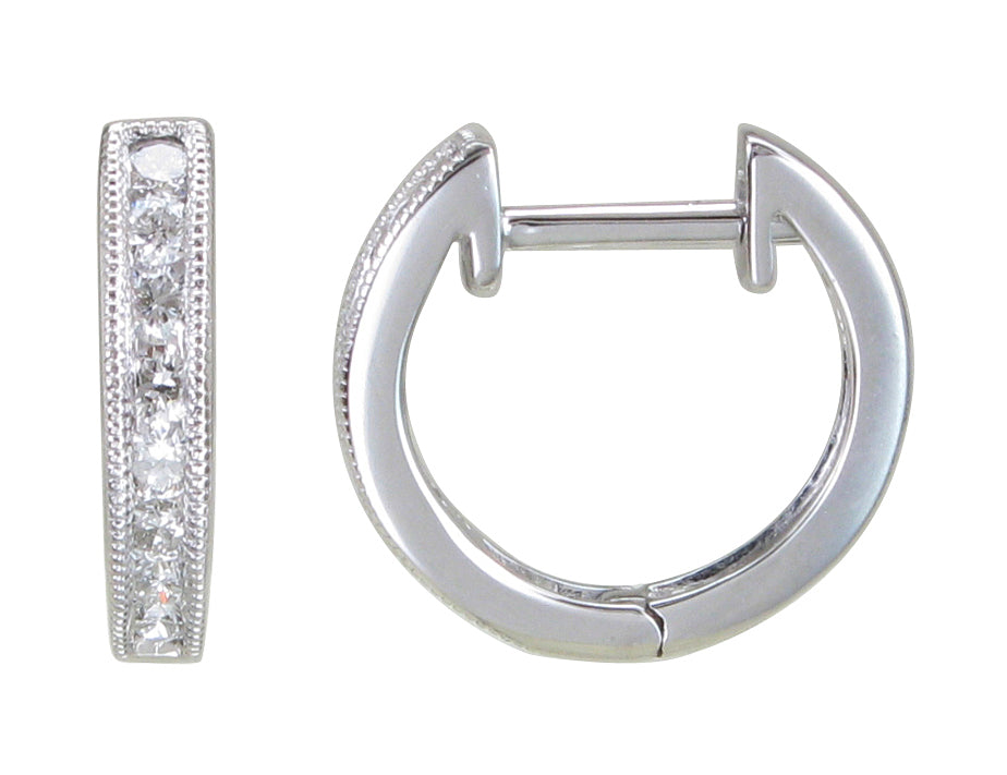 Diamond Huggie Earrings 0.26ct tw with Milgrain Details