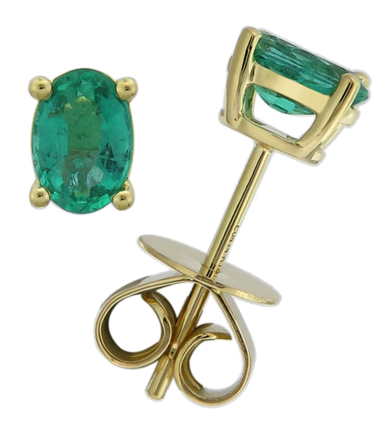 1.06ct tw Ladies Oval Shape Emerald Stud Earrings