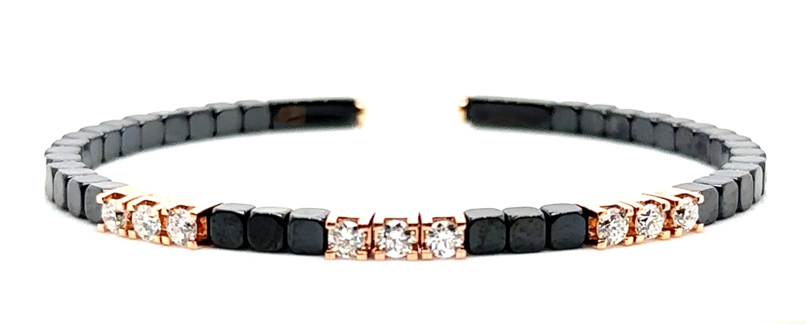 Diamond and Ceramic Beaded Bangle Bracelet 0.85ct tw