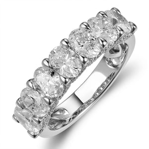 2.53ct t.w. Seven Oval-cuts with Diamonds on the Edges Half Eternity Ring