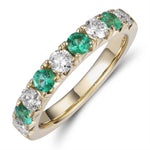 Emerald & Diamond Alternating Gold Eternity Band Ring