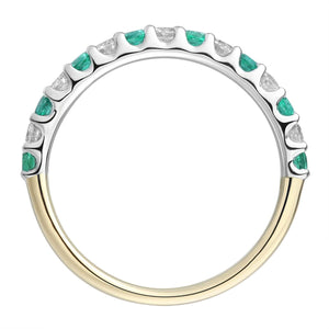 Emerald & Diamond Alternating Gold Eternity Band Ring