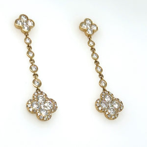 2.06ct tw Diamond Clover Flower Dangling Earrings