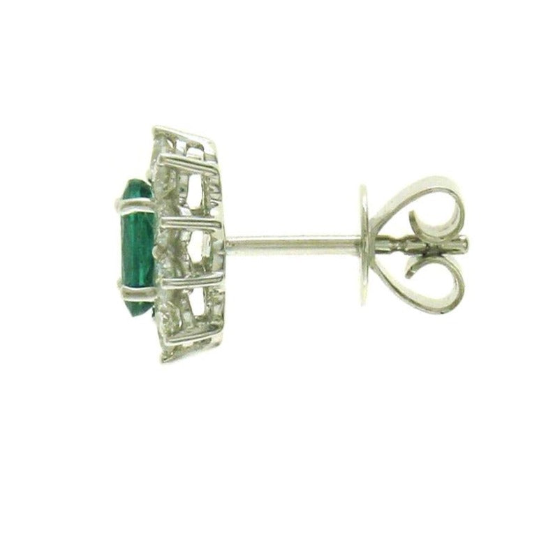 Ladies Green 1.38ct tw Emerald and Diamond Earrings