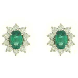 Ladies Green 1.38ct tw Emerald and Diamond Earrings