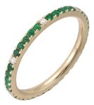 Green Emerald & Diamond Eternity Stackable Ring