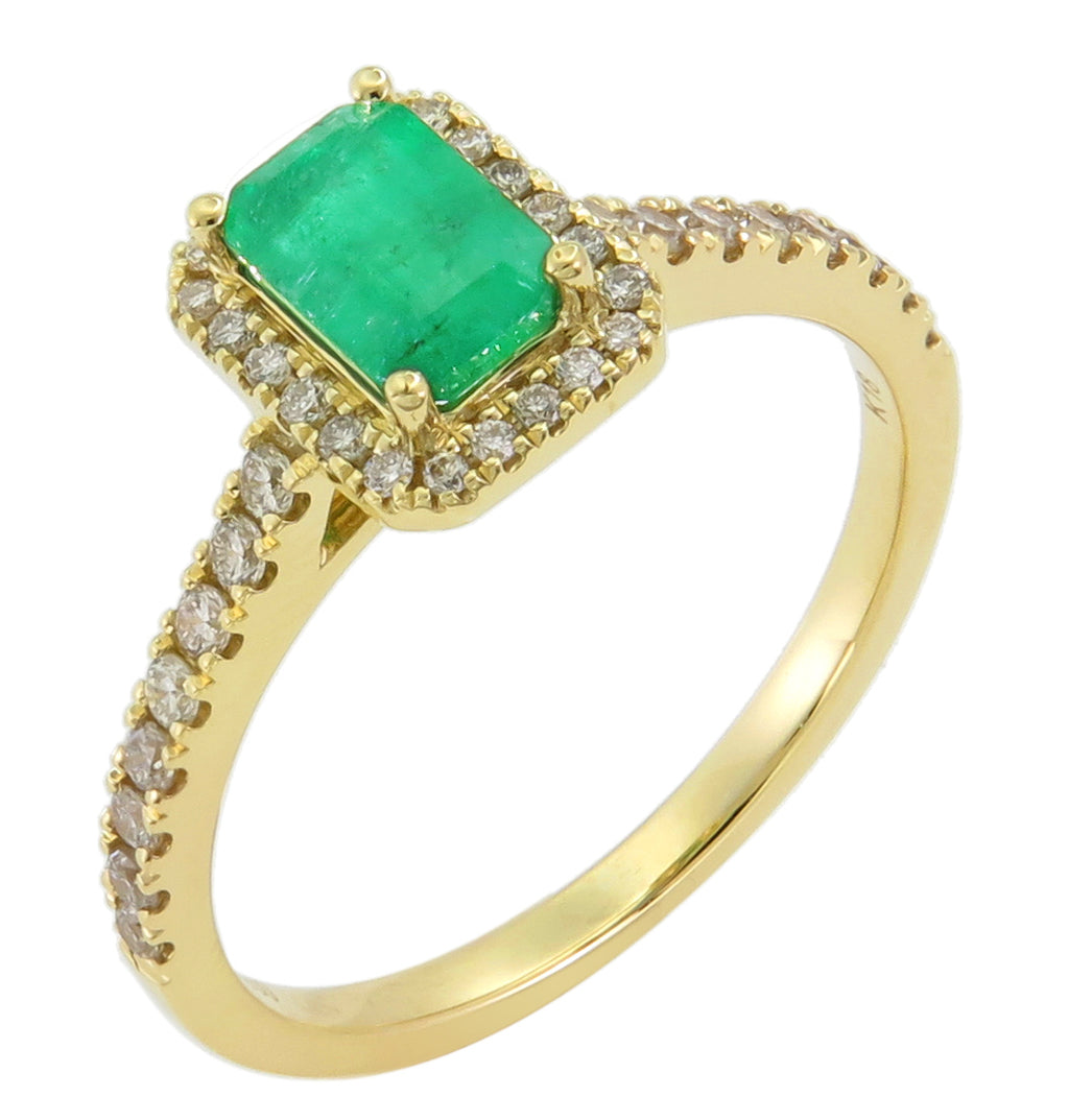 0.81ct tw Emerald and Diamond Ring