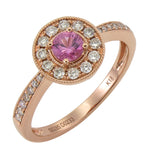 0.51ct tw Round Shape Pink Sapphire and Diamond Ring