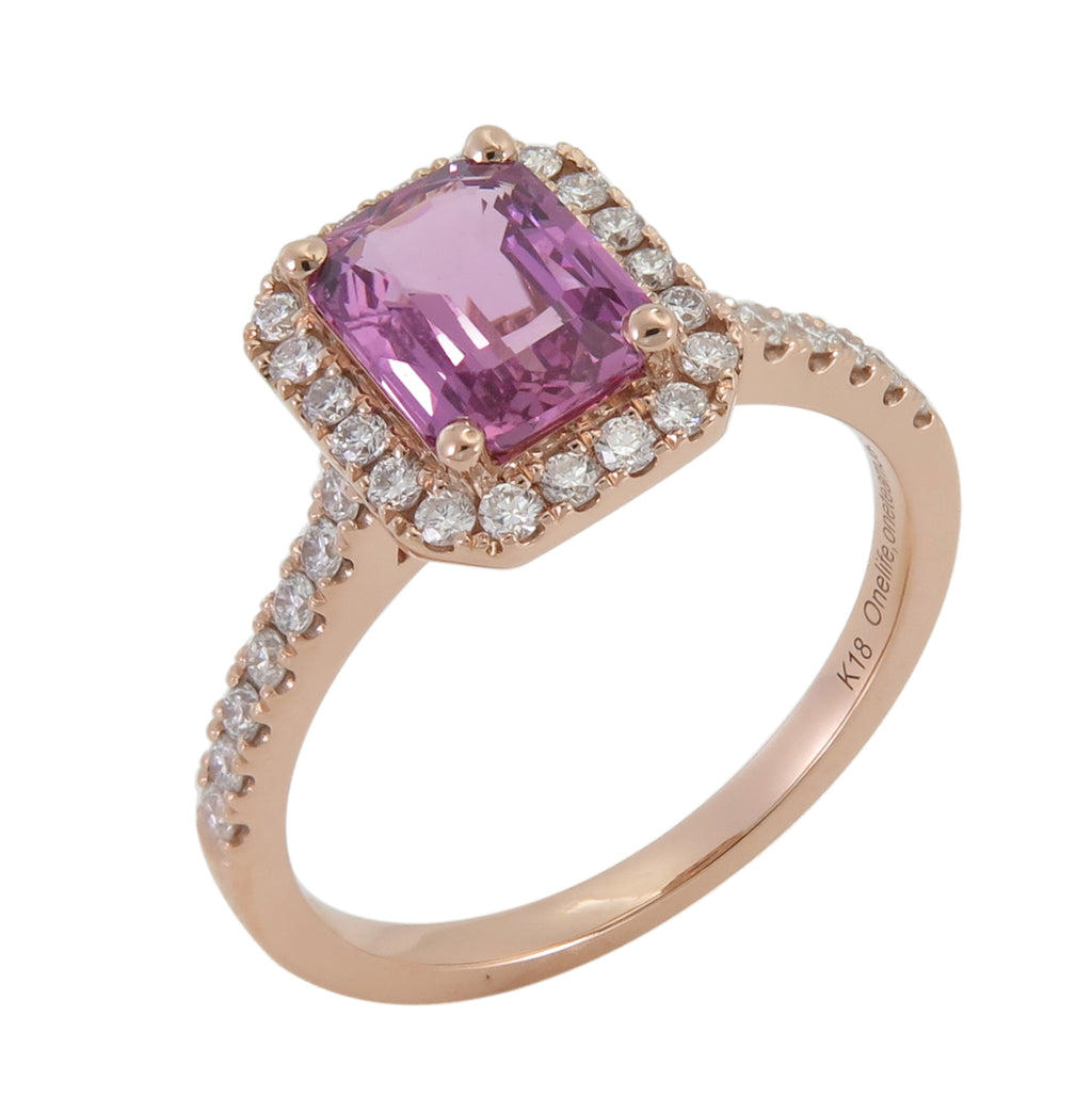 Pink Sapphire 1.46carat and Diamond Right Hand Ring