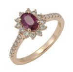 0.83ct tw Oval Shape Ruby and Diamond Ring