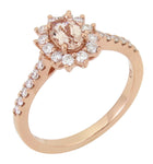0.73ct tw Oval Shape Morganite and Diamond Ring
