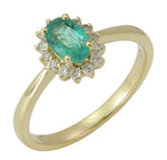 0.59ct tw Oval Shape Emerald and Diamond Ring